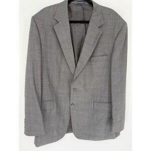 Stafford Performance Blazer Mens 48 Long Gray 100% Wool 2 Button‎ Glen Plaid